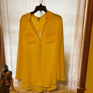Christopher & Banks Sunny Yellow Button-Down Shirt